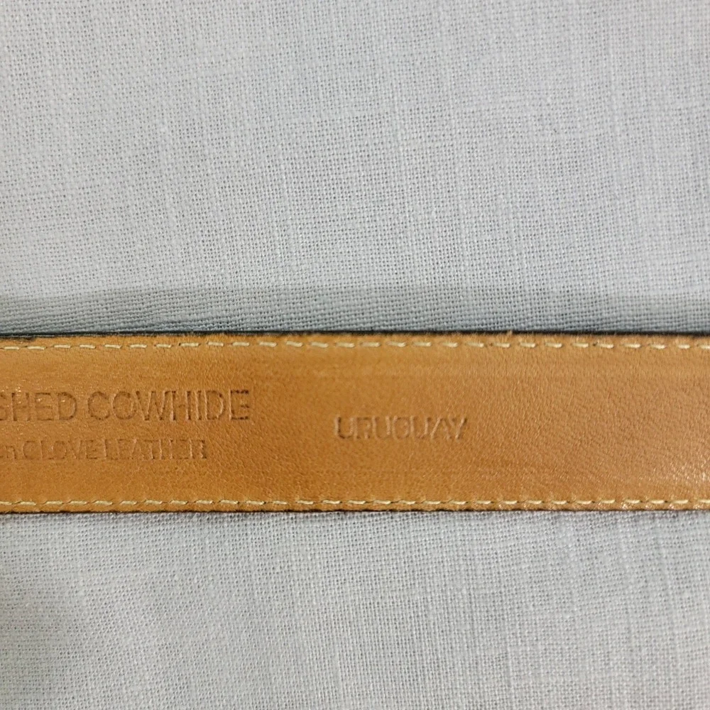 Black Burnished Cowhide Glove Leather Lined Dress Belt Solid Brass Buckle Sz 40